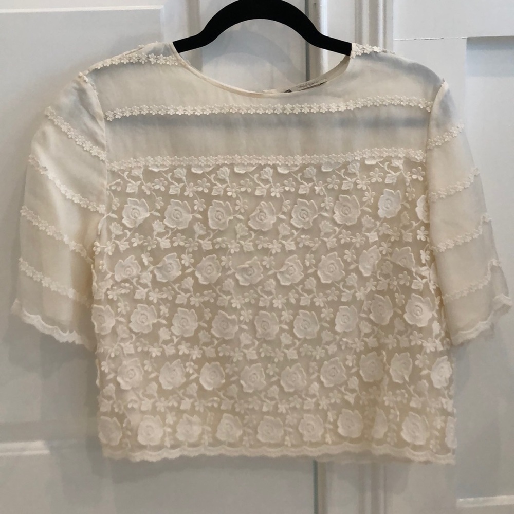 Leur Logette Ivory Silk Rosette Top 3/M